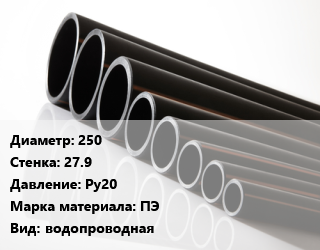 Труба полиэтиленовая 250х27.9 Ру20 ПЭ водопроводная, м цена от 4714 Тг / м, где купить, условия доставки в Кызылорде и Кызылординской области